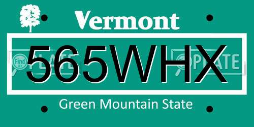 565WHX Vermont License Plate