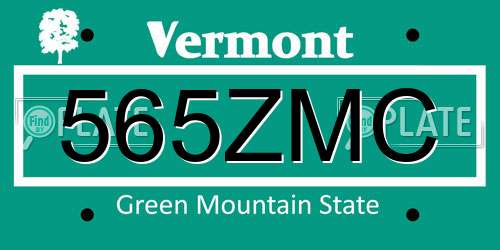 565ZMC Vermont License Plate
