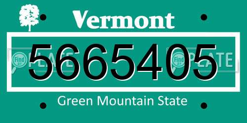 5665405 Vermont License Plate