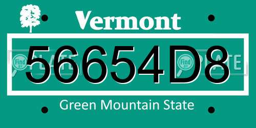 56654D8 Vermont License Plate