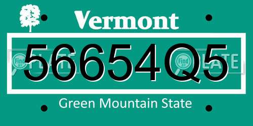 56654Q5 Vermont License Plate