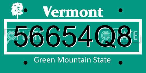 56654Q8 Vermont License Plate