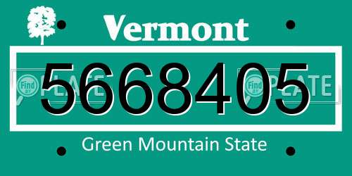 5668405 Vermont License Plate