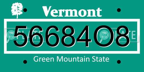 56684O8 Vermont License Plate