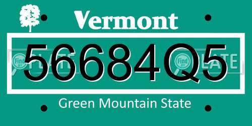 56684Q5 Vermont License Plate
