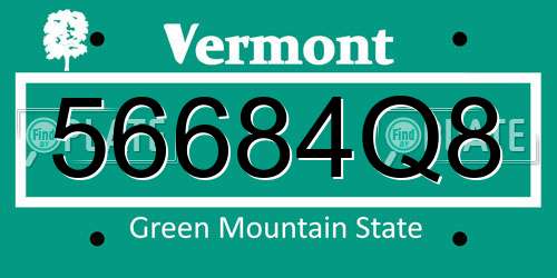 56684Q8 Vermont License Plate