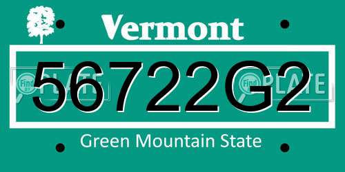 56722G2 Vermont License Plate
