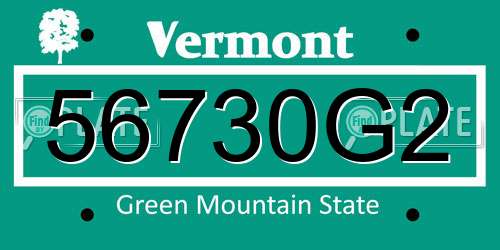 56730G2 Vermont License Plate
