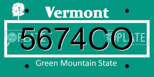 5674CO Vermont License Plate