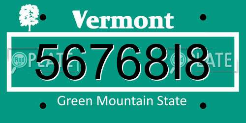 56768I8 Vermont License Plate