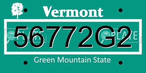 56772G2 Vermont License Plate