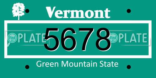 5678 Vermont License Plate
