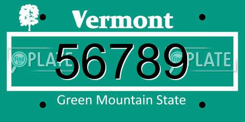 56789 Vermont License Plate