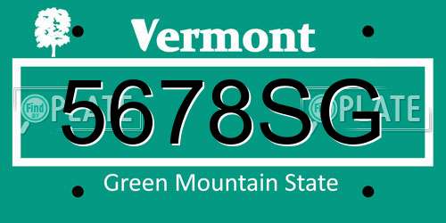 5678SG Vermont License Plate