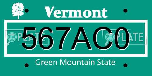 567AC0 Vermont License Plate