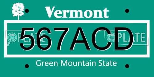 567ACD Vermont License Plate