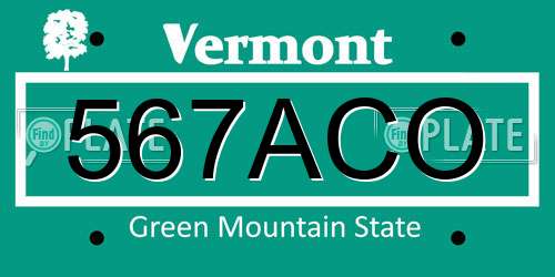 567ACO Vermont License Plate