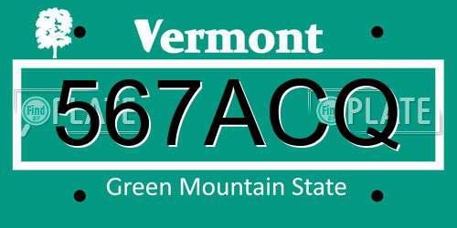 567ACQ Vermont License Plate