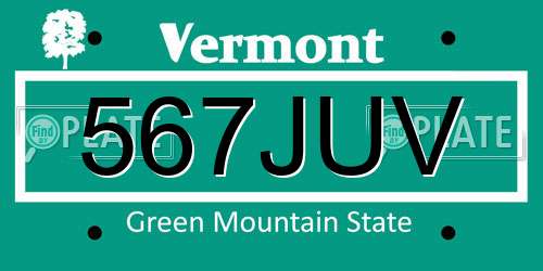 567JUV Vermont License Plate