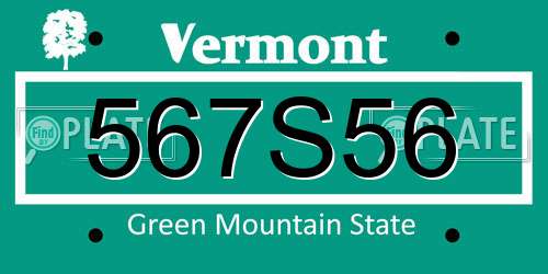 567S56 Vermont License Plate