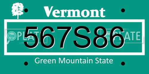 567S86 Vermont License Plate