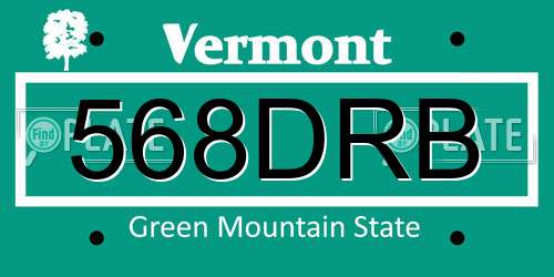 568DRB Vermont License Plate
