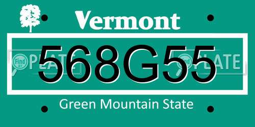 568G55 Vermont License Plate