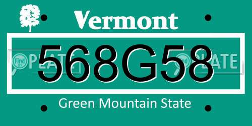 568G58 Vermont License Plate