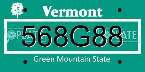 568G88 Vermont License Plate