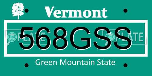 568GSS Vermont License Plate