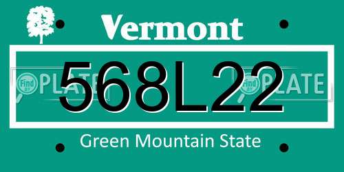 568L22 Vermont License Plate