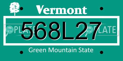 568L27 Vermont License Plate