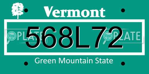 568L72 Vermont License Plate