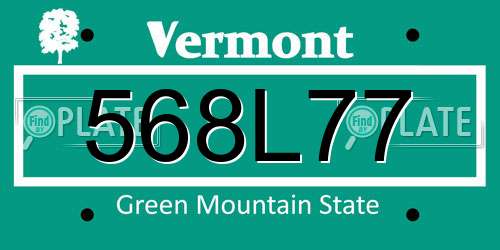 568L77 Vermont License Plate