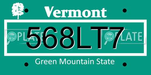 568LT7 Vermont License Plate