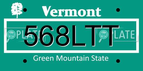 568LTT Vermont License Plate