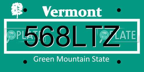 568LTZ Vermont License Plate