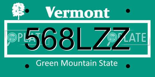 568LZZ Vermont License Plate