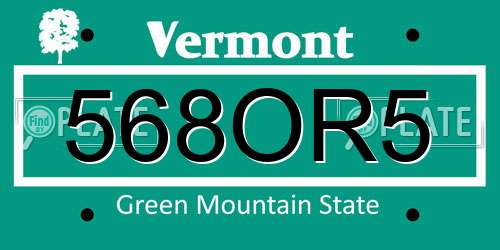 568OR5 Vermont License Plate