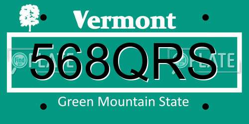 568QRS Vermont License Plate