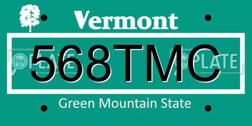 568TMC Vermont License Plate