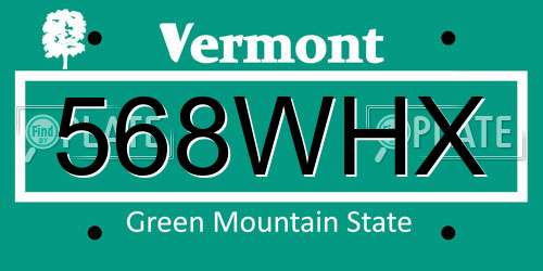 568WHX Vermont License Plate