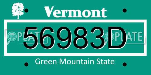 56983D Vermont License Plate