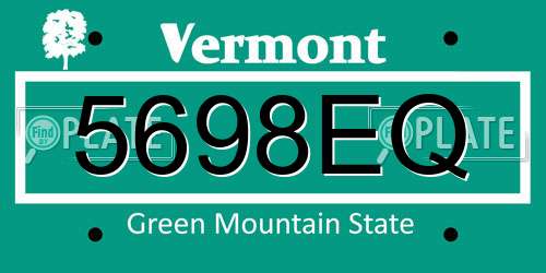 5698EQ Vermont License Plate