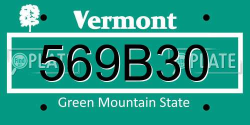 569B30 Vermont License Plate