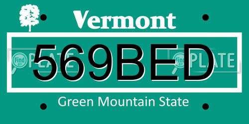 569BED Vermont License Plate