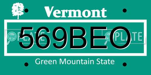 569BEO Vermont License Plate