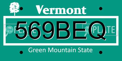 569BEQ Vermont License Plate