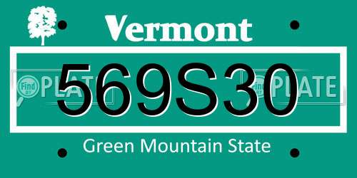 569S30 Vermont License Plate