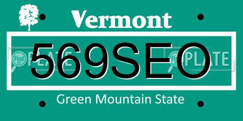 569SEO Vermont License Plate